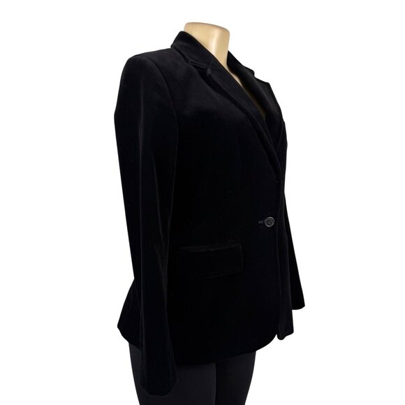 J.Crew Womens Black Cotton Blazer Single-Button Velvet Style Size 4 - Picture 3 of 12